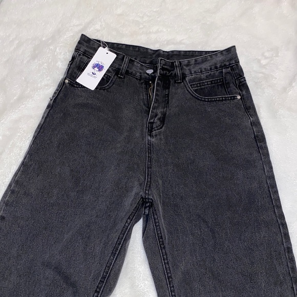 Black high waisted jeans fake heart back pockets - Picture 4 of 12